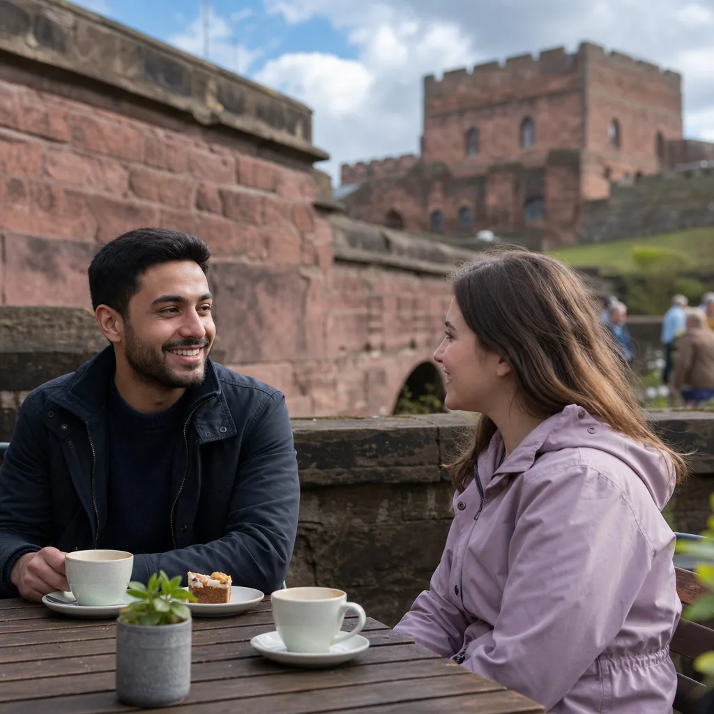 Carlisle Castle and city streets seen on a clear Cumbrian day