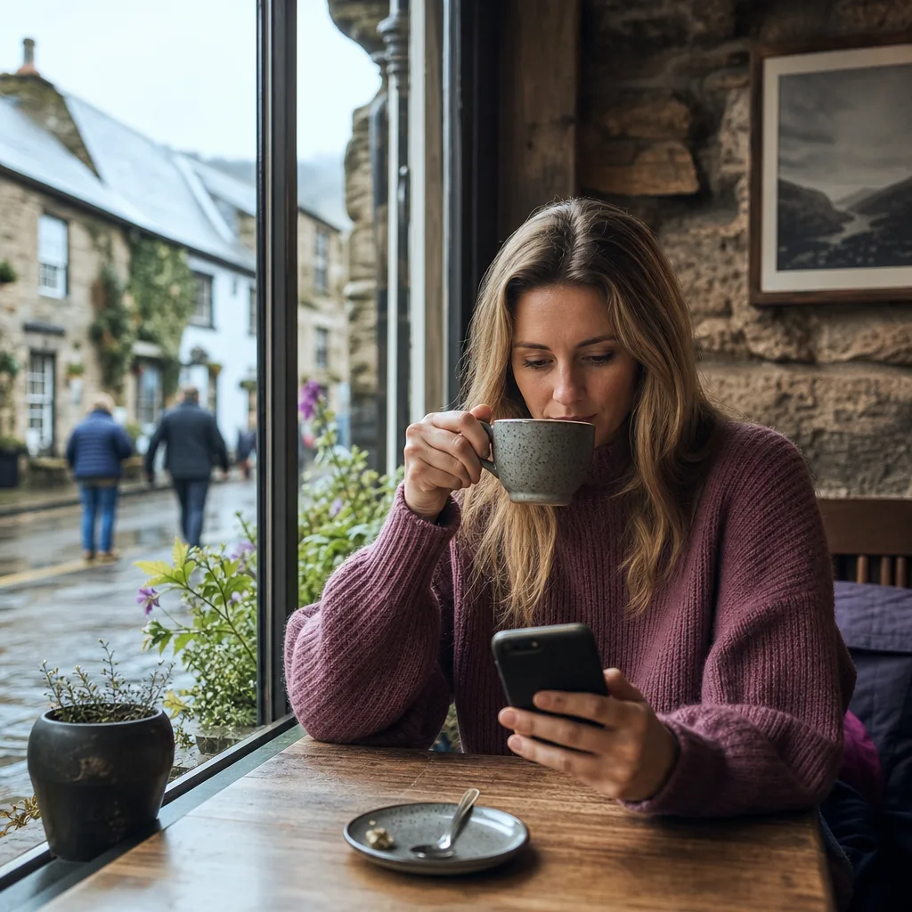 People meeting at a busy staffed café in Cumbria
